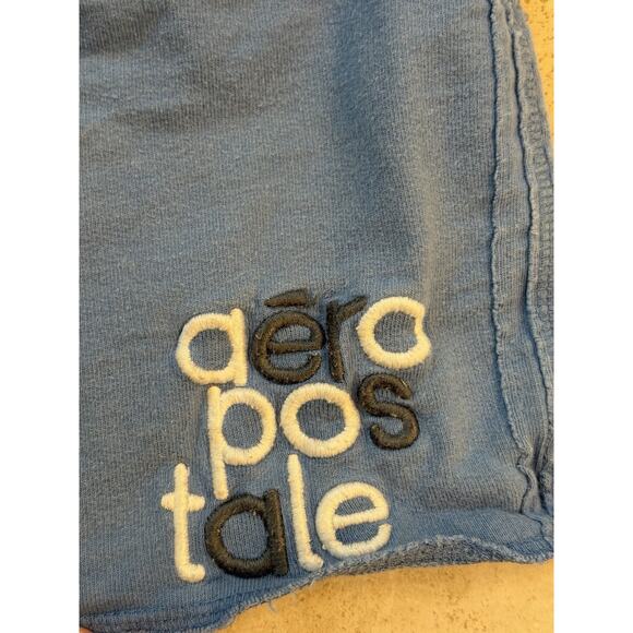Aeropostale Y2K Micro Mini Booty Shorts Womens M Blue Shortie Embroidered Logo - Picture 4 of 10